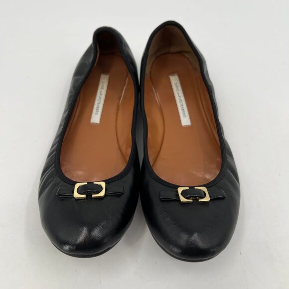 Diane Von Furstenberg Black Leather Flats | Classic Style - Picture 3 of 8
